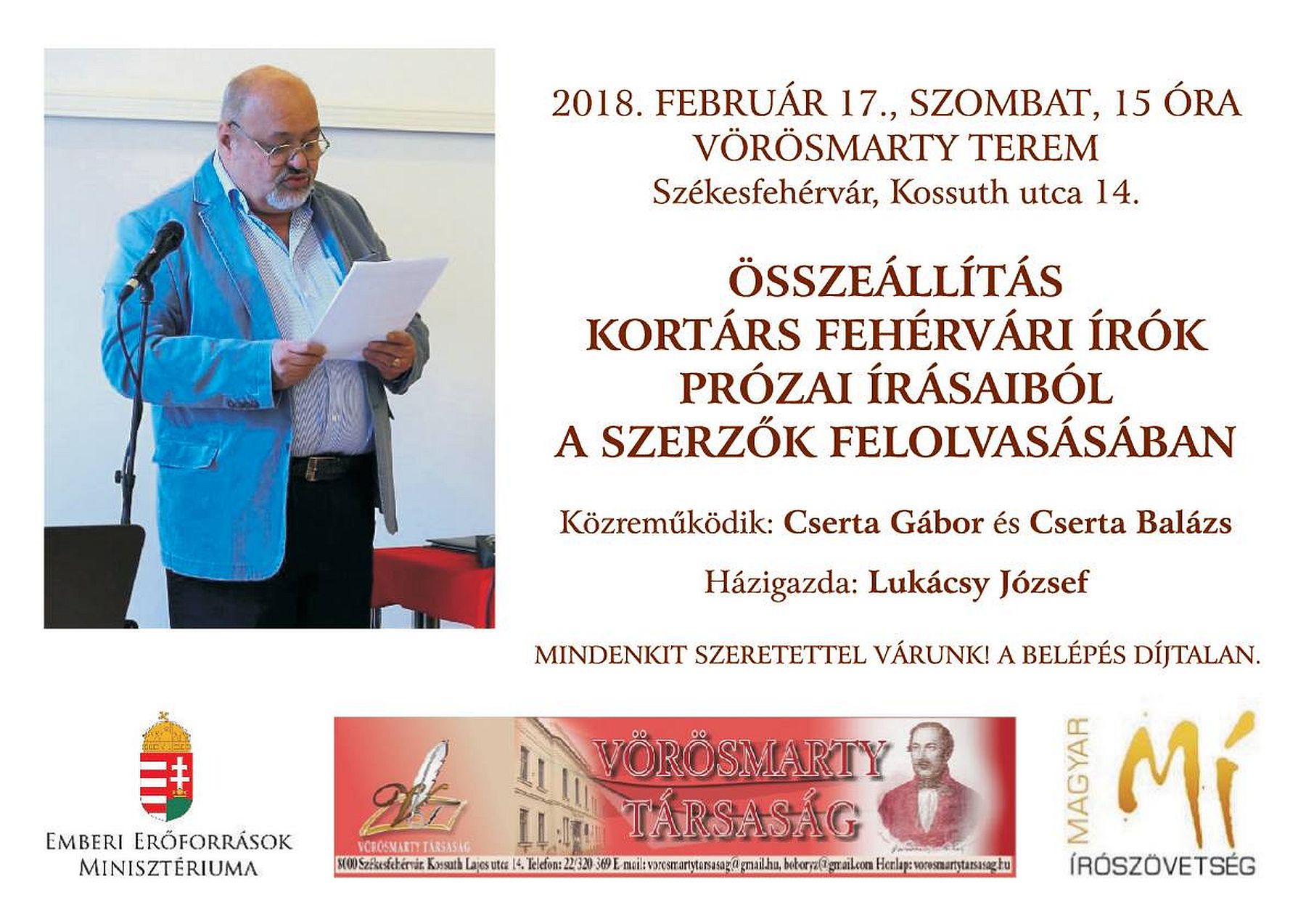 Szombat délutáni felolvasás kortárs fehérvári szerzők prózai írásaiból